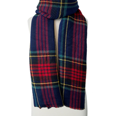 CARACOL CARACOL DOUX GRAND FOULARD ONDULÉ TARTAN BLEU