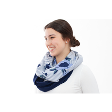 BALUCHON FOULARD INFINI RAYURES/BRODERIES/MARINE