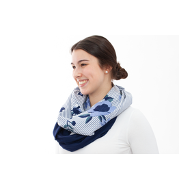 BALUCHON FOULARD INFINI RAYURES/BRODERIES/MARINE