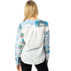 DESIGUAL DESIGUAL BLOUSE SORRENTO BLANC/BLEU