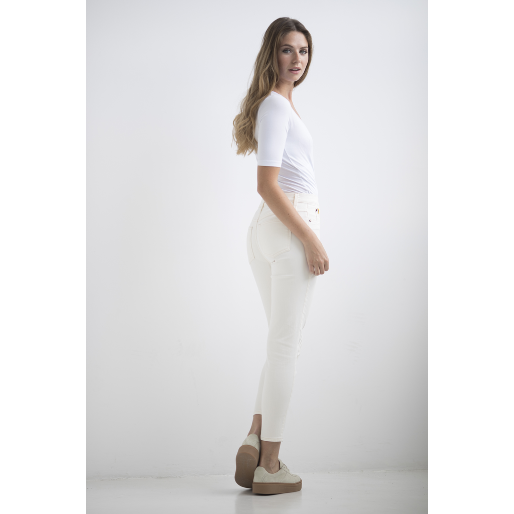 YOGA JEANS JEANS HIGH RISE ANKLE LINEN/CRÈME