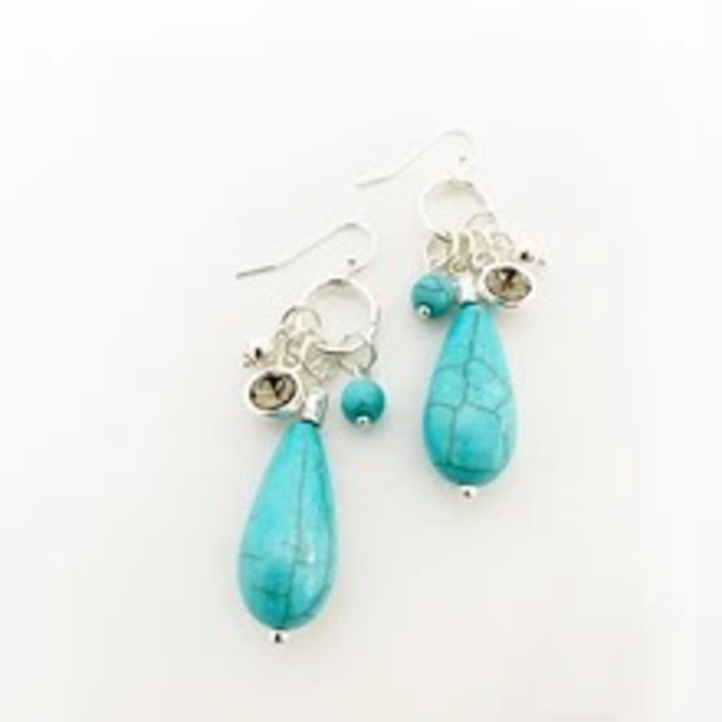 CARACOL CARACOL B. OREILLE GRAPPE GOUTTE CRISTAL TURQUOISE