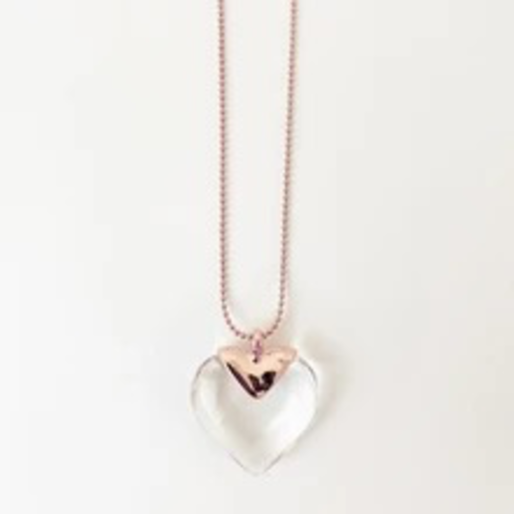 CARACOL CARACOL LONGUE CHAINE BILLE PENDENTIF COEUR VERRE ROSE GOLD