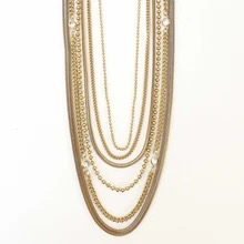 CARACOL CARACOL COLLIER MULTI RANGS CHAINES ASSORTIES CRISTAUX DORÉ