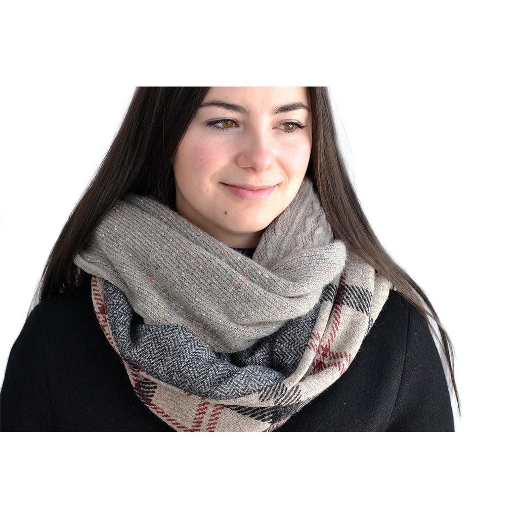 BALUCHON FOULARD INFINI PATCHWORK 4 TISSUS 1774 CARREAUX BOURGOGNE