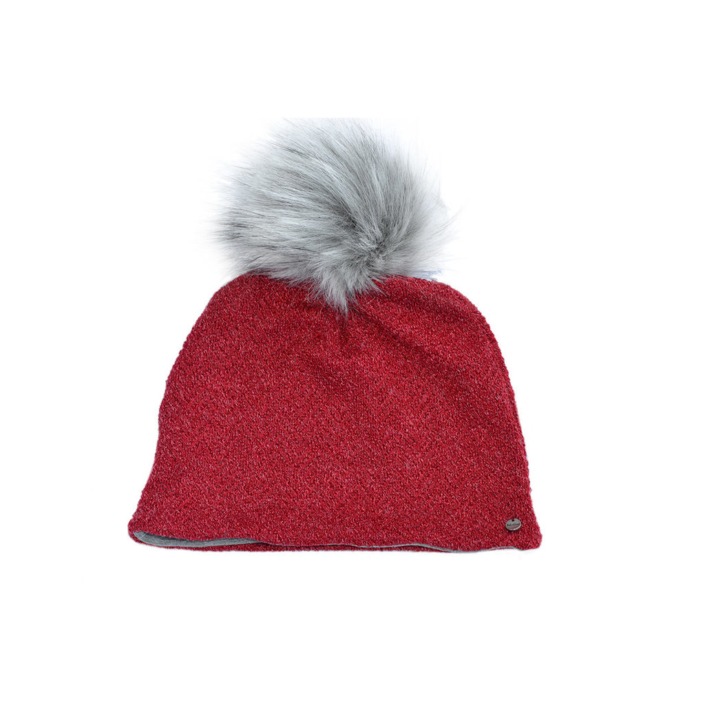 BALUCHON BALUCHON TUQUE POMPON IMMITATION FOURRURE MOUSTACHE ROUGE