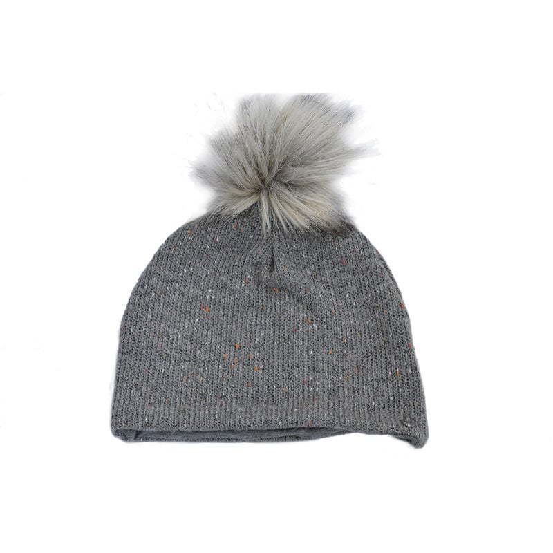 BALUCHON BALUCHON TUQUE POMPON IMMITATION FOURRURE MOUSTACHE GRIS