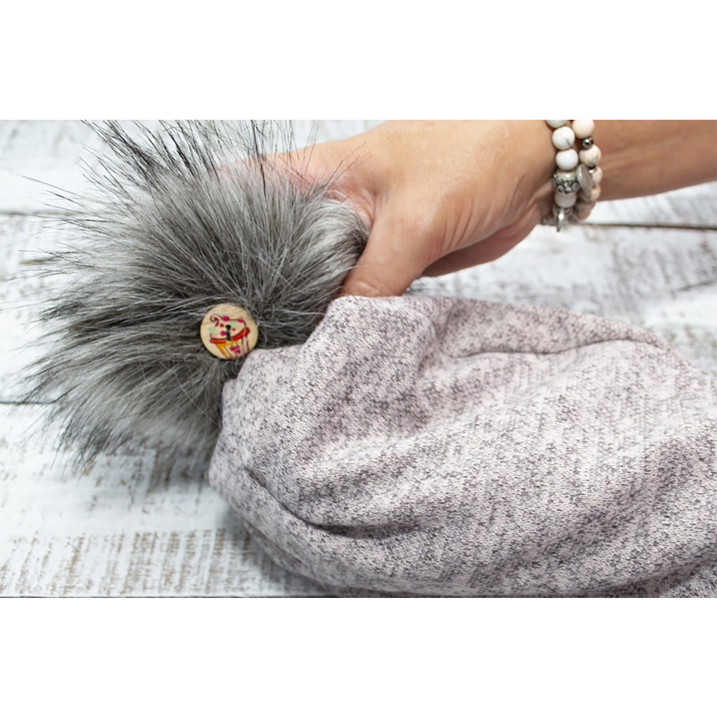 BALUCHON BALUCHON TUQUE POMPON IMMITATION FOURRURE MOUSTACHE GRIS