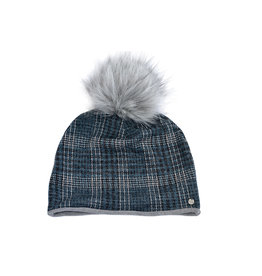 BALUCHON BALUCHON TUQUE POMPON IMMITATION FOURRURE PLAID SARCELLE