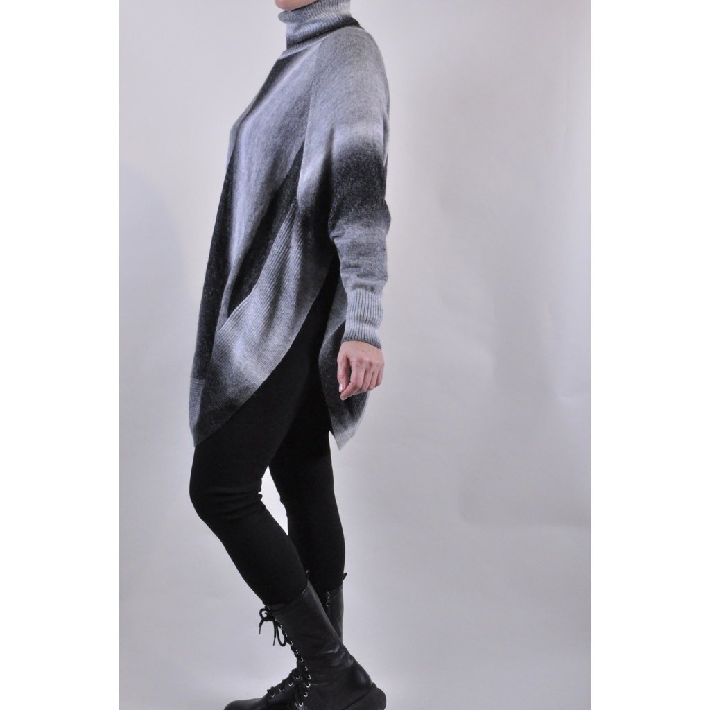 M MADE IN ITALY M MADE IN ITALY TUNIQUE STYLE PONCHO NOIR/GRIS