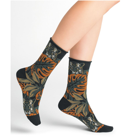 BLEU FORÊT BLEU FORET CHAUSSETTE VELOUTE TIGRE NOIR