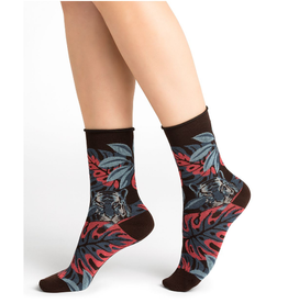 BLEU FORÊT BLEU FORET CHAUSSETTE VELOUTE TIGRE MARRON