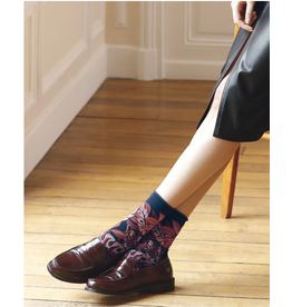 BLEU FORÊT BLEU FORET CHAUSSETTE VELOUTE TIGRE MARINE