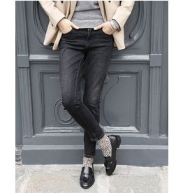 BLEU FORÊT BLEU FORET CHAUSSETTE LAINE VELOUTE LEOPARD BEIGE