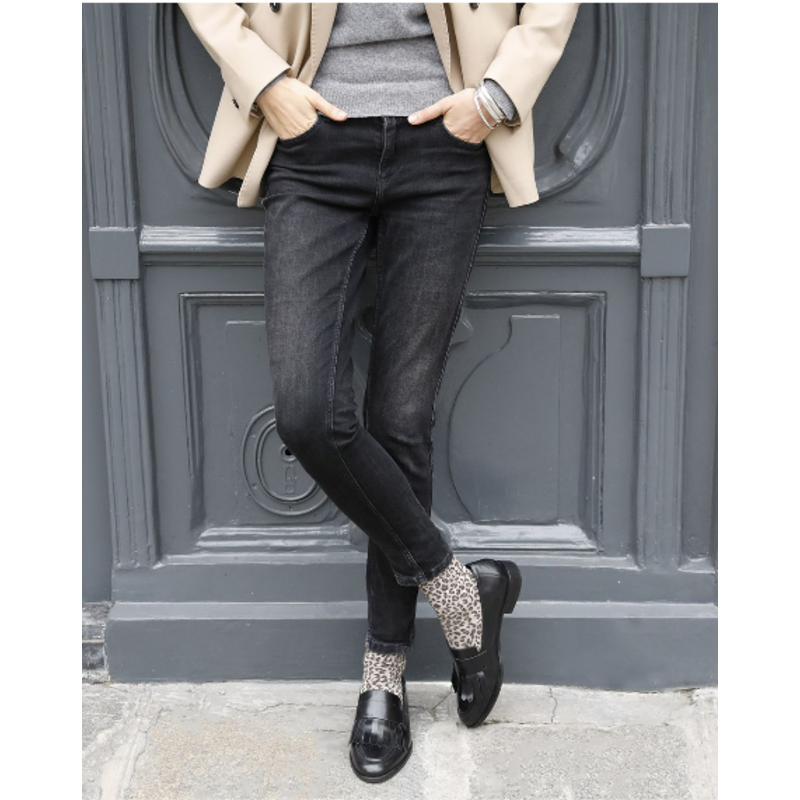 BLEU FORÊT BLEU FORET CHAUSSETTE LAINE VELOUTE LEOPARD BEIGE