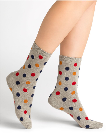 BLEU FORET CHAUSSETTE MICROMODAL CACHEMIRE POIS GRIS