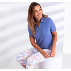 LISETTE LISETTE POLO STYLE TOP DENIME BLEU