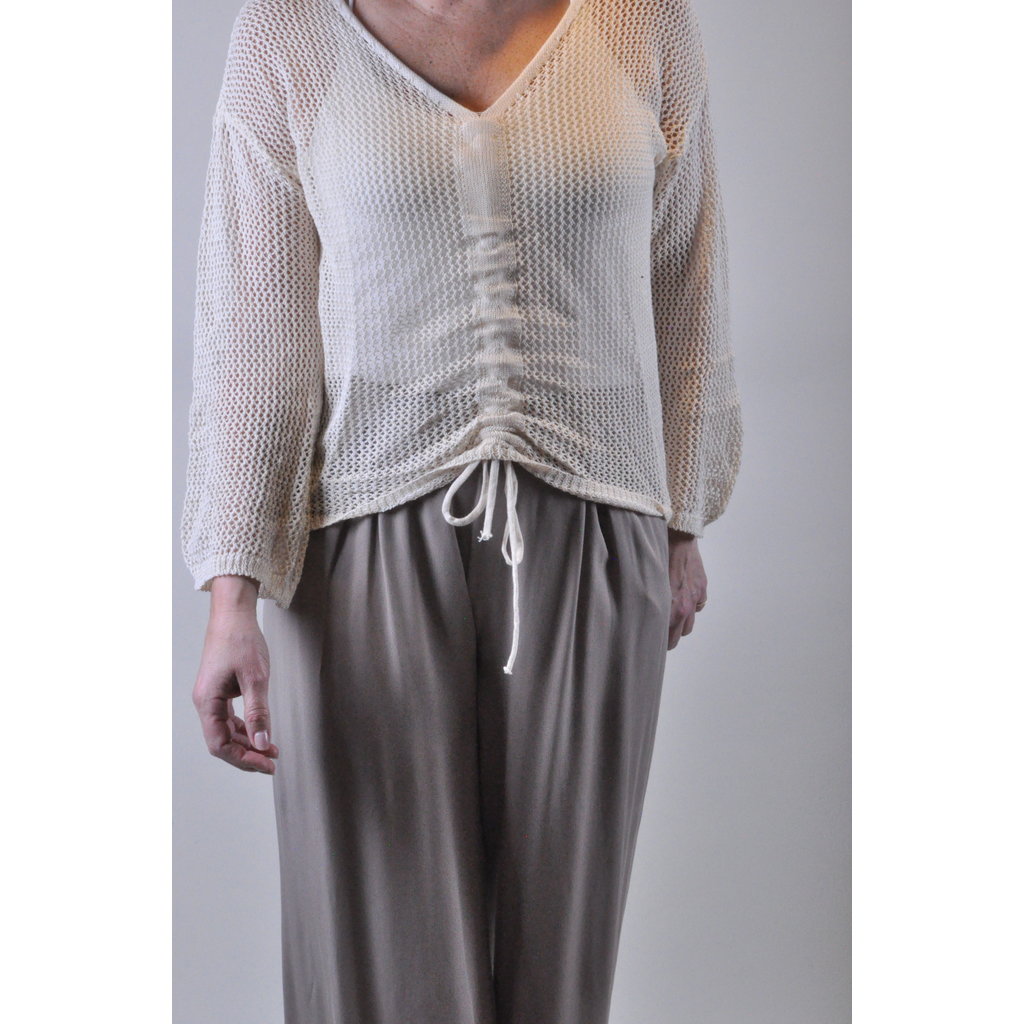 M MADE IN ITALY M MADE IN ITALY TRICOT LEGER AVEC CORDE AJUSTABLE A L AVANT BEIGE