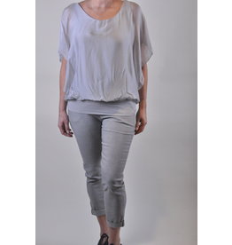 M MADE IN ITALY M MADE IN ITALY TRICOT BLOUSE SOIE ET VISCOSE GRIS ARGENTE
