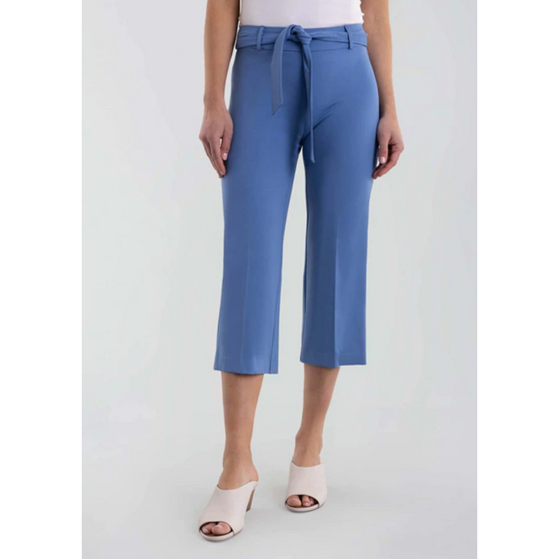 LISETTE KATHRYNE FABRIC 22'' CROPPED TROUSER W/BELT INDIGO