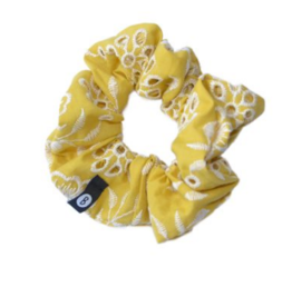 BALUCHON CHOUCHOU ELASTIQUE BRODERIE ANGLAISE JAUNE