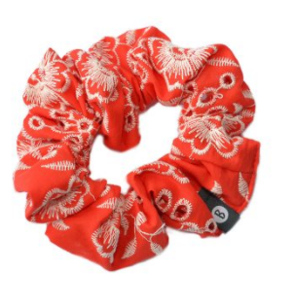 BALUCHON CHOUCHOU ELASTIQUE BRODERIE ANGLAISE ROUGE