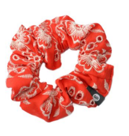 BALUCHON CHOUCHOU ELASTIQUE BRODERIE ANGLAISE ROUGE