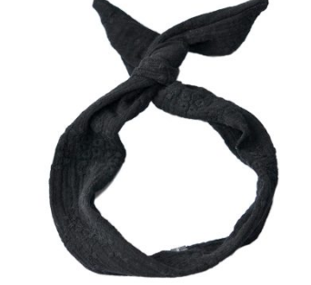 BALUCHON BANDEAU TIGE TWIST BRODERIE ANGLAISE NOIR