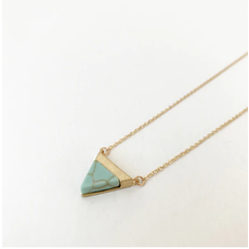 CARACOL CARACOL CHAINE DELICATE PENDENTIF TRIANGLE PIERRE NATURELLE TURQUOISE ET OR