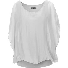 M MADE IN ITALY M MADE IN ITALY TRICOT BLOUSE SOIE ET VISCOSE GRIS ARGENTE