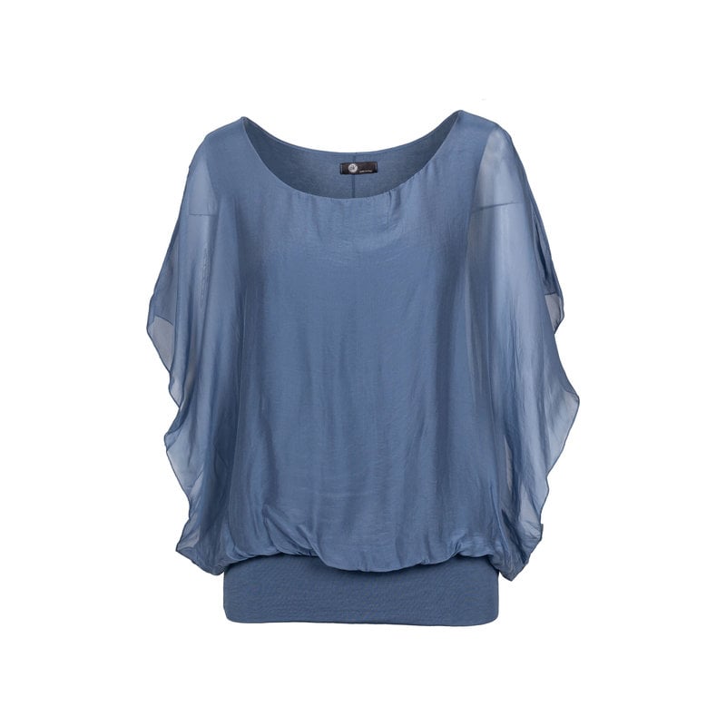 M MADE IN ITALY M MADE IN ITALY TRICOT BLOUSE SOIE ET VISCOSE BLEU/JEANS