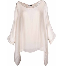 M MADE IN ITALY M MADE IN ITALY BLOUSE AMPLE AVEC BRODERIE A L EPAULE BEIGE
