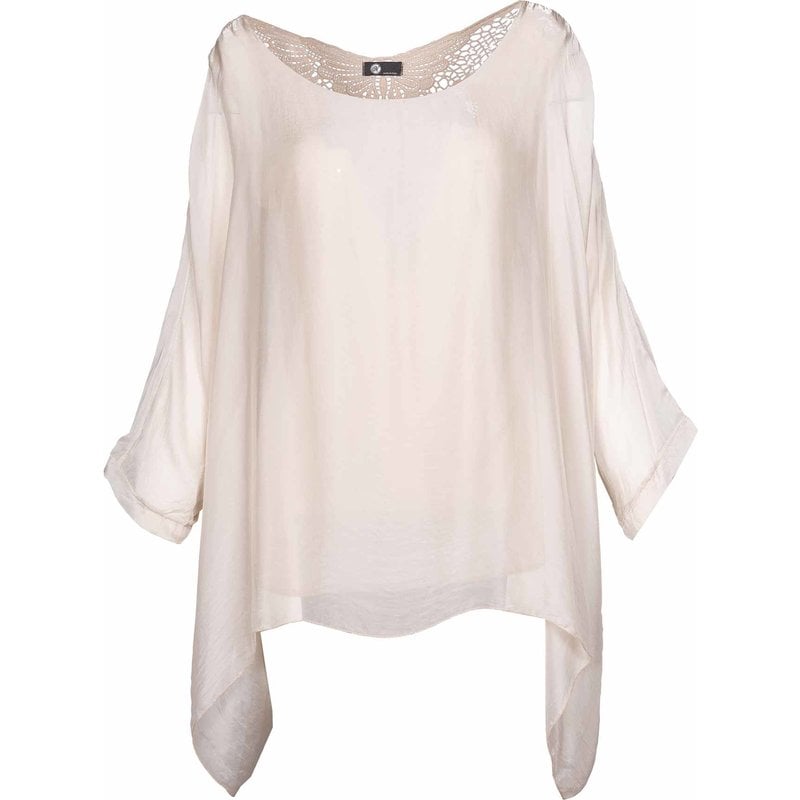 M MADE IN ITALY M MADE IN ITALY BLOUSE AMPLE AVEC BRODERIE A L EPAULE BEIGE