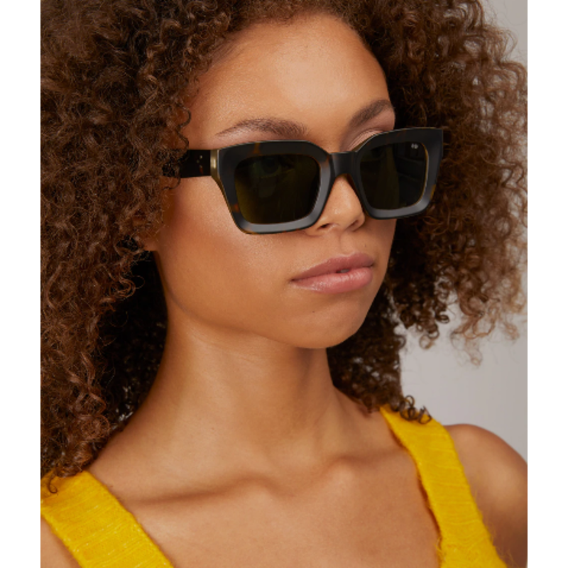 Lunettes De Soleil Femme DASOON VISION - Motif Léopard Noir Et Jaune, Verres Marron UV400, Monture Plastique, Neuves