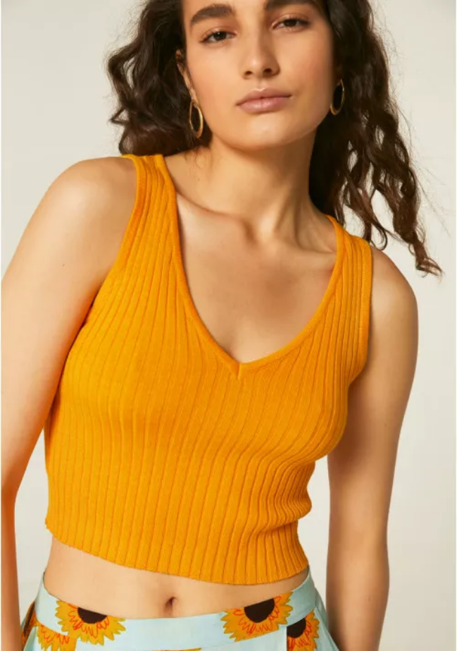 Yellow cami cheap crop top