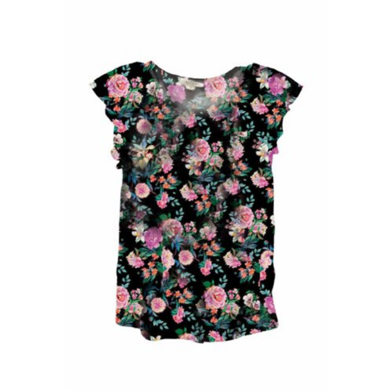 ASTRID ASTRID BEACH DAY BLOUSE EN FLEURS NOIR