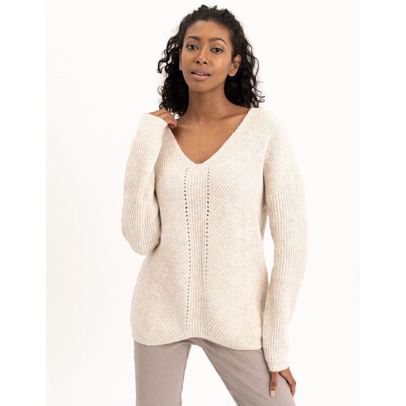 RENUAR RENUAR CHANDAIL TRICOT COL V HEATHER BISCOTTI