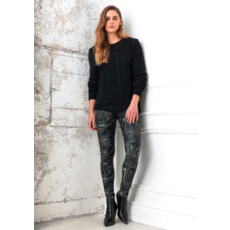 LISETTE MARLENE MARBLE PRINT 31'' SLIM PANT CHARCOAL