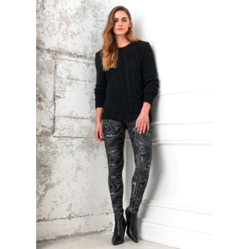 LISETTE MARLENE MARBLE PRINT 31'' SLIM PANT CHARCOAL