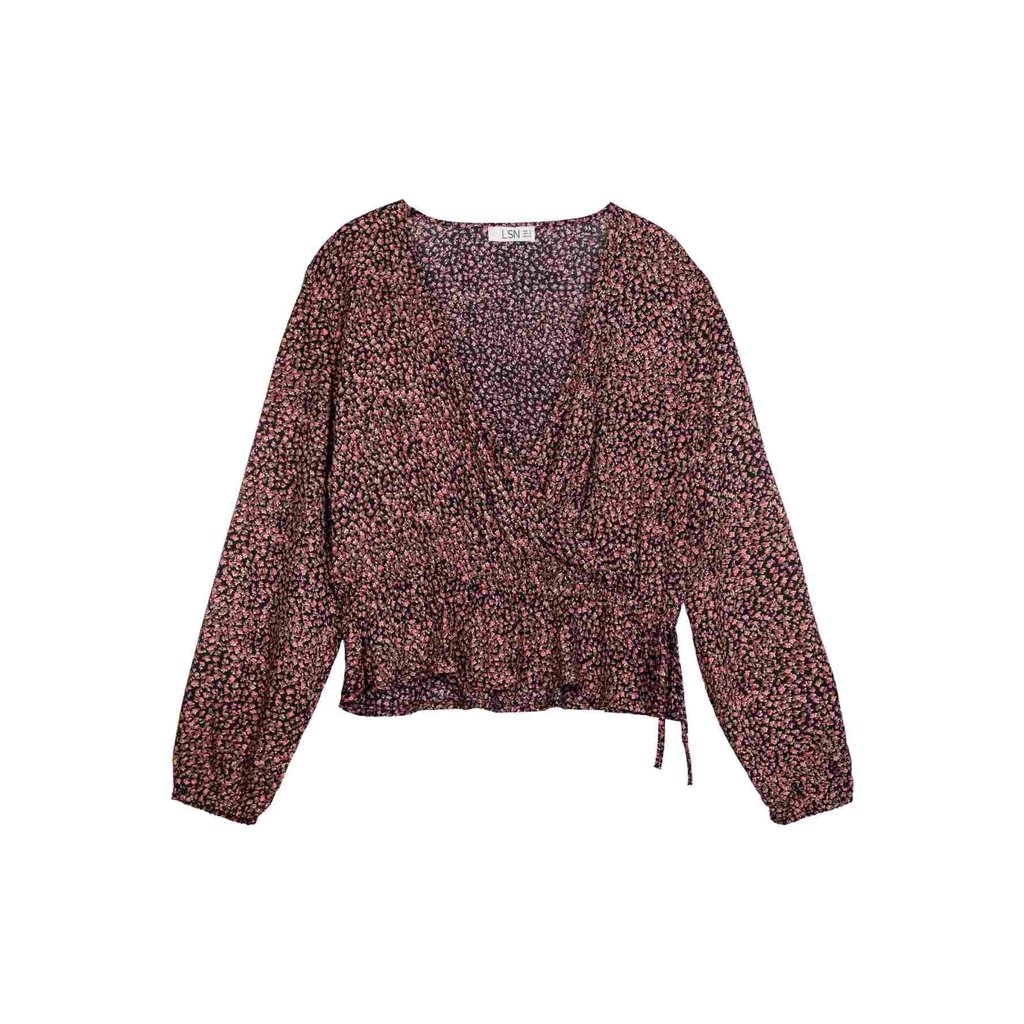 LOSAN BLOUSE CACHE COEUR FLEURS BAMBULA FOND MARINE