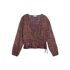 LOSAN BLOUSE CACHE COEUR FLEURS BAMBULA FOND MARINE