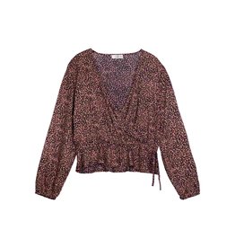 LOSAN BLOUSE CACHE COEUR FLEURS BAMBULA FOND MARINE