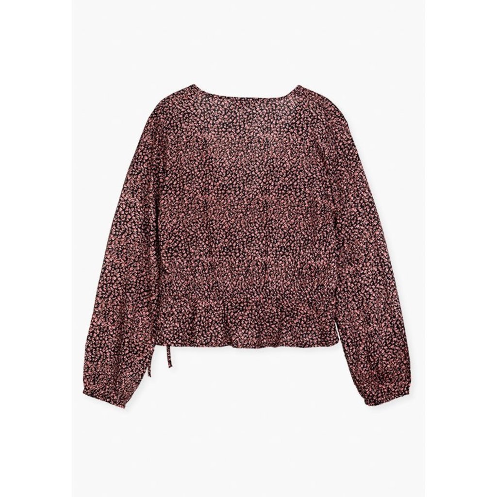 LOSAN BLOUSE CACHE COEUR FLEURS BAMBULA FOND MARINE