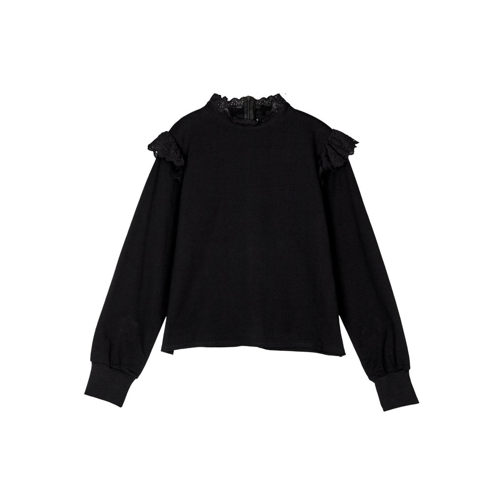 LOSAN HAUT MANCHE AVEC BRODERIE EPAULE NOIR