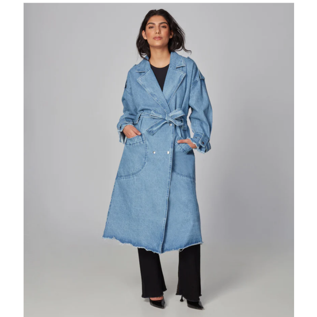 LOLA JEANS LONG TRENCH POWDER BLUEJEANS AVERY PB Boutique Nomade