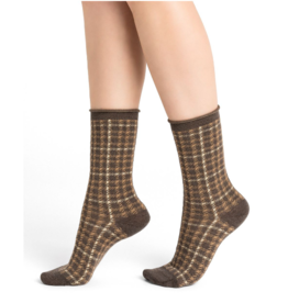 BLEU FORÊT BLEU FORET CHAUSSETTE LAINE FINE PRINCE DE GALLES MARMOTTE