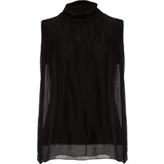 M MADE IN ITALY M MADE IN ITALY BLOUSE SOIE ET VICOSE COL NOIR