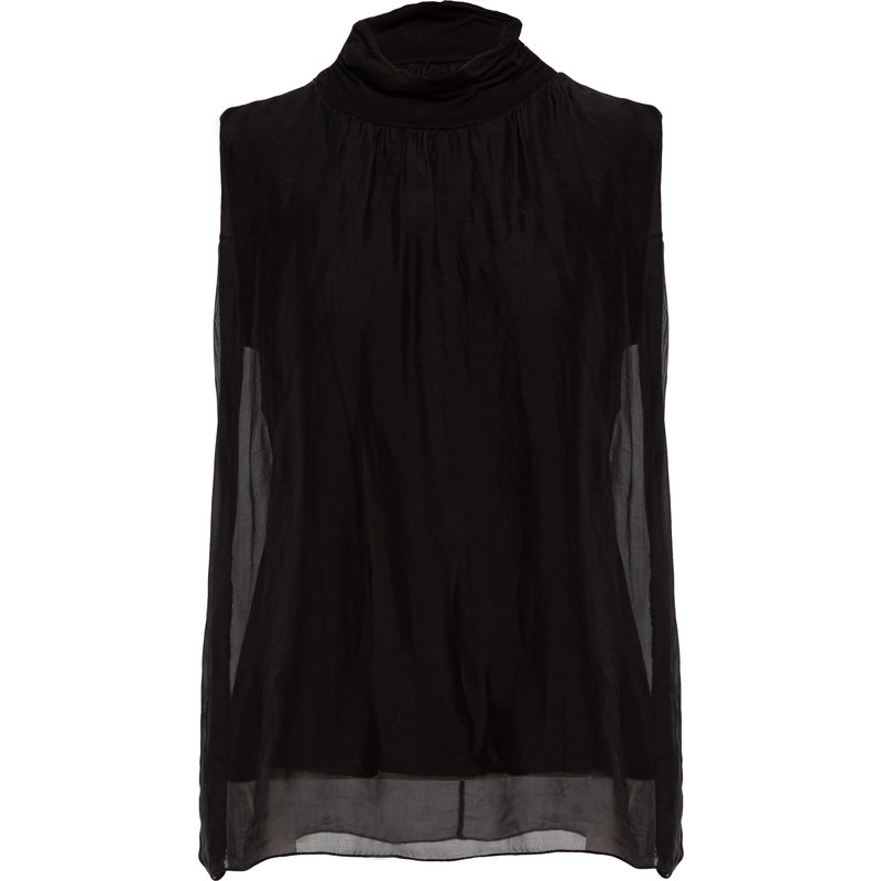 M MADE IN ITALY M MADE IN ITALY BLOUSE SOIE ET VICOSE COL NOIR