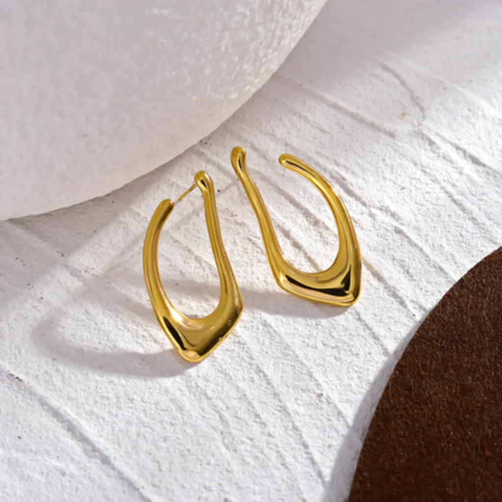 HACKNEY NINE HACKNEY NINE TARAJI ABSTRACT SHAPED HOOP EARRINGS GOLD