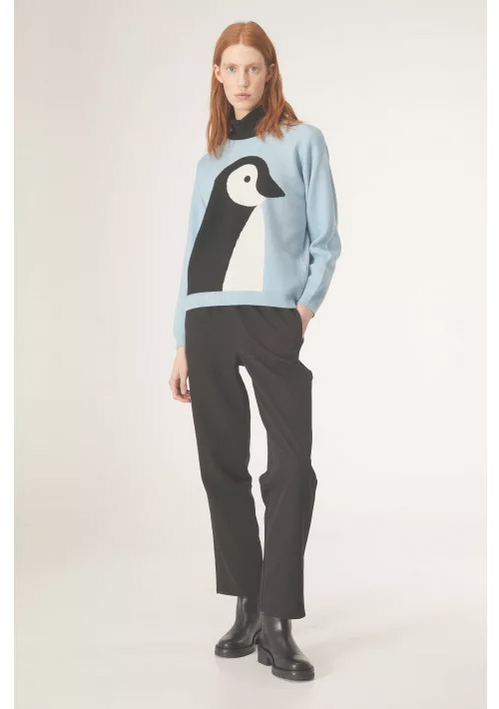 COMPANIA FANTASTICA PULL EN MAILLE IMPRIME PINGOUIN BLEU